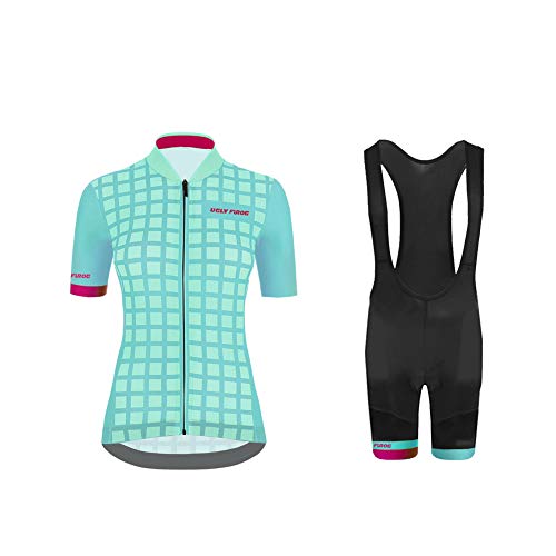 UGLY FROG Mujer Conjunto Ropa Ciclismo Maillot Ciclista Mangas Cortas Y Culotte Bicicleta con 20D Gel Pad Camiseta MTB para Verano DXWH03