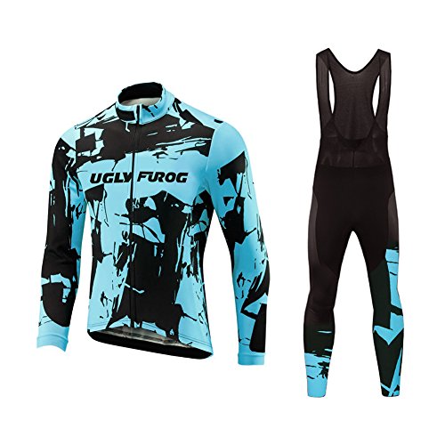 UGLY FROG Nuevo De Invierno Mantener Caliente MTB Manga Larga Maillots Bicicleta Hombre Invierno Ciclismo Hombre Bodies +Long Bib Pant with Gel Pad Equipo de Ciclismo