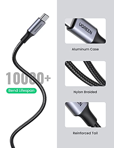 UGREEN Cable USB C, 3A Cable USB Tipo C Carga Rápida Nylon Trenzado y Sincronización de Datos Compatible con Galaxy S21 S20, Note10 S10 S9, Xiaomi Redmi Note 9 8, Mi 10 A2, Huawei P40/P30 (2 Metros)