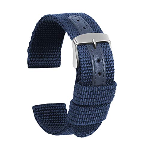 Ullchro Nylon Correa Reloj Calidad Alta Lienzo Correa Relojes Militar del ejército - 18mm, 20mm, 22mm, 24mm Correa Reloj con Hebilla de Acero Inoxidable (20mm, Azul Profundo)