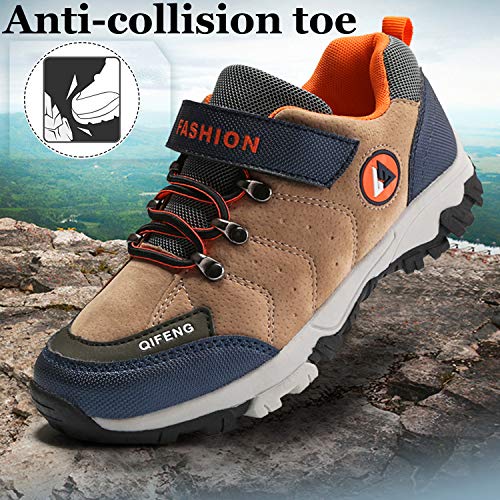 Unitysow Zapatillas de Senderismo para Niño Zapatillas y Calzado Deporte Niños Impermeables Botas de Senderismo Aire Libre Montaña Zapatillas Trekking,Marrón,EU35