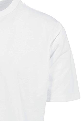 URBAN CLASSICS Camiseta básica de manga corta oversized, cuello redondo normal, de algodón grueso, largo normal, ajuste holgado, de hombre, moderna, color blanco, talla M