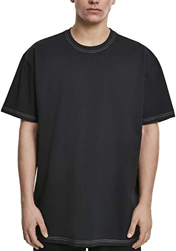 Urban Classics Heavy Oversized Contrast Stitch tee Camiseta, Negro (Black 00007), Large para Hombre