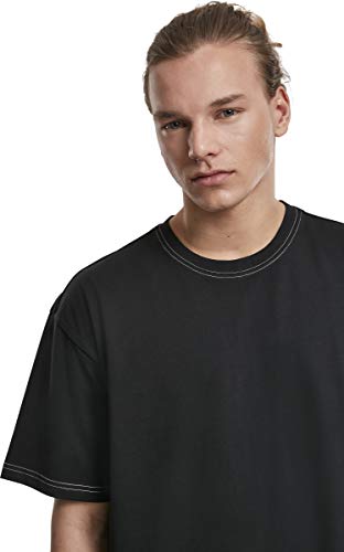 Urban Classics Heavy Oversized Contrast Stitch tee Camiseta, Negro (Black 00007), Large para Hombre