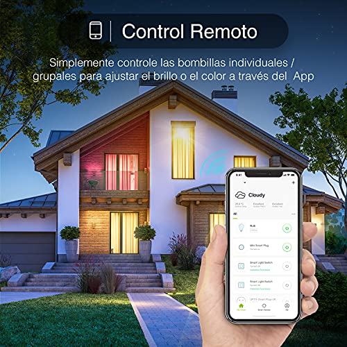 Usmart Bombilla Led Inteligente Alexa,E27 8W Bombillas WiFi Luces LED Cálidas y RGB Control de APP/Voz,Funciona con Alexa, Google Assistant,800LM Lámpara Regulable,16 Millones de Colores,2 Pcs