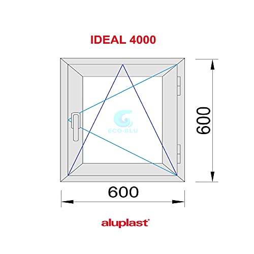 (V21M) Ventana Pvc 600x600 Derecha Oscilobatiente Practicable Mate