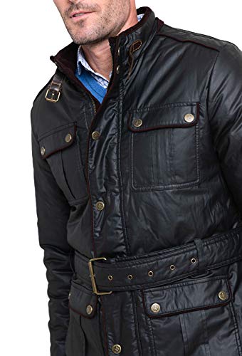 valecuatro Chaqueta Clasica de Invierno para Hombre, Abrigo Tipo Husky Encerado