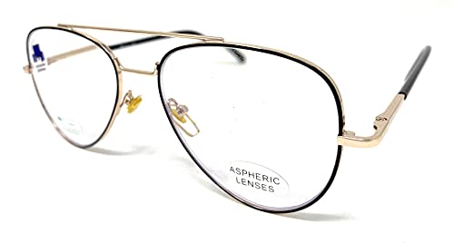 VENICE EYEWEAR OCCHIALI | New Model Gafas de lectura con filtro bloqueo luz azul para gaming, ordenador, móvil. ULTIMA MODA Anti fatiga PILOTO unisex venice (Gold Black, +0,00 Sin Graduar)