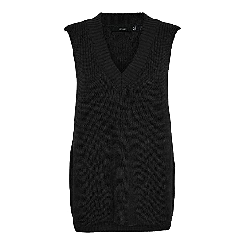 Vero Moda Vmlea SL V-Neck Long Vest Noos Chalecos suteres, Negro, XS para Mujer