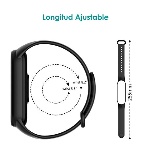 WD&CD 2 Pack Correa de Silicona Compatible con Xiaomi Mi Band 5 de Reloj, Muñequera Ajustable Banda de Reloj para Xiaomi Mi Band 5, Negro + Rosado