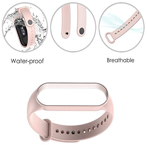 WD&CD 2 Pack Correa de Silicona Compatible con Xiaomi Mi Band 5 de Reloj, Muñequera Ajustable Banda de Reloj para Xiaomi Mi Band 5, Negro + Rosado