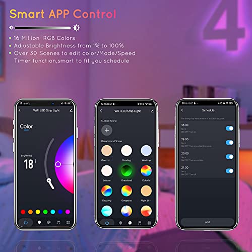 Wifi Tira LED 15M, WEILY 15m Color flexible que cambia el control del teléfono RGB Tira de luz llevada inteligente Tiras LED Funciona con Alexa