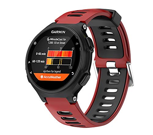 WIIKAI Compatible con Garmin Forerunner 735XT，630，620，235，230，220 Correas para Relojes, Correa de Pulsera de Reemplazo(Rojo + Negro).