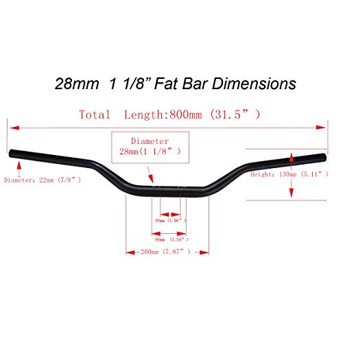 Wingsmoto Manillar de 28 mm, Fatbar, para moto de cross, Pit Bike CRF CR YZ WR KLX RM RMZ RMX DRZ