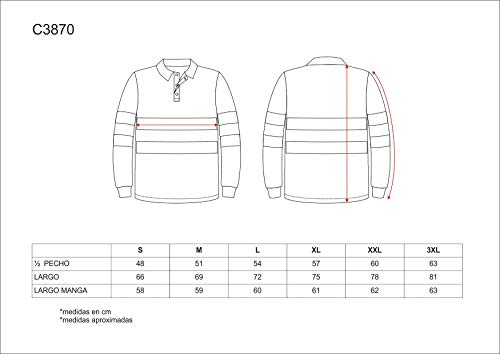 Work Team Polo Combinado Alta Visibilidad Manga Larga, Cintas Reflectantes Torso y Mangas. EN ISO 20471:2013 Hombre Amarillo A.V.+Marino Small