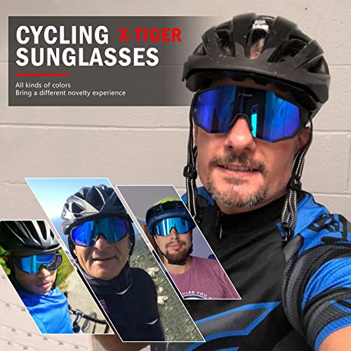 X-TIGER Gafas Ciclismo CE Certificación Polarizadas con 3 Lentes Intercambiables UV 400 Gafas,Corriendo,Moto MTB Bicicleta Montaña,Camping y Actividades al Aire Libre para Hombres y Mujeres TR-90