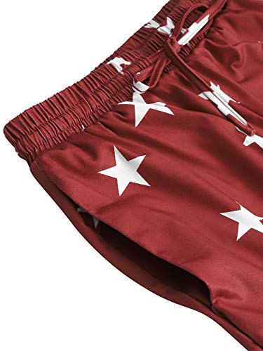 YOINS Mono para Mujer Pijama Casuale para el Hogar Pantalones Vestido Informal con Estampado de Estrellas Vino Rojo L