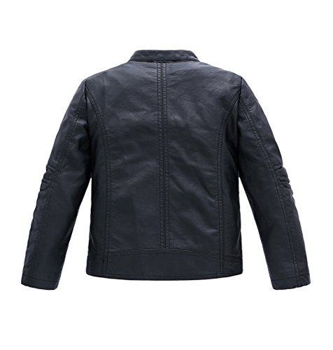 YoungSoul Chaqueta Biker de Cuero Sintético para Niños - Abrigos de Imitación Cuero Otoño e Invierno - Cazadoras Moto con Forrado Etiqueta 120cm