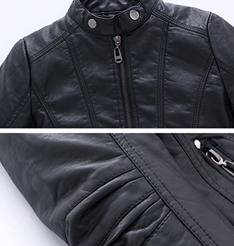 YoungSoul Chaqueta Biker de Cuero Sintético para Niños - Abrigos de Imitación Cuero Otoño e Invierno - Cazadoras Moto con Forrado Etiqueta 120cm