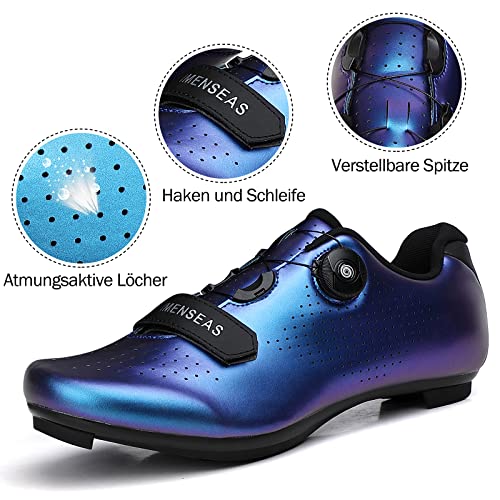 Zapatillas de Ciclismo - Carretera Montaña MTB Bicicleta para Hombre Mujer Calzado de Bicicleta de Carretera Compatible con SPD/SPD-SL de Interior Zapatillas de Ciclismo de Interior E Blue 43 EU