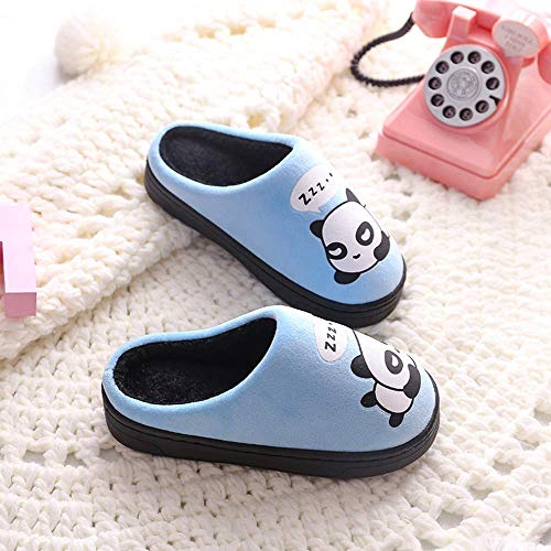 Zapatillas de Estar por Casa para Niñas Niños Otoño Invierno Zapatillas Mujer Hombres Interior Caliente Suave Dibujos Animados Panda Zapatos Azul 33/34 EU = 34/35 CN