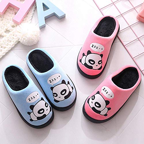 Zapatillas de Estar por Casa para Niñas Niños Otoño Invierno Zapatillas Mujer Hombres Interior Caliente Suave Dibujos Animados Panda Zapatos Azul 33/34 EU = 34/35 CN