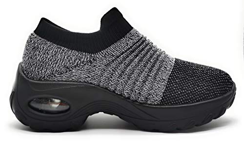 Zapatillas Deportivas Mujer Calcetin Elasticas sin Cordones Muy Comodas Transpirable Antideslizante para Correr Andar Trabajar Grey 37