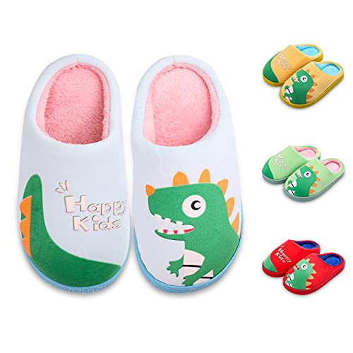 Zapatillas Invierno NiñOs NiñAs Zapatillas Interior Casa Caliente Zapatos Suave AlgodóN Antideslizantes Pantuflas, Lindo Zapatos Interior De AlgodóN Con Dinosaurio De Dibujos Animados