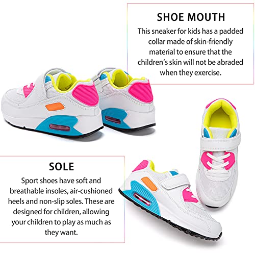 Zapatillas Niño Unisex Sneakers Niña Zapatos Deporte Running Calzado Niños Casual Transpirables Antideslizante Blanco Rosa Talla 36 EU