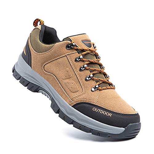 Zapatillas Trail Running Hombre Zapatos Senderismo Deporte Antideslizantes Cordones Ligero 2-Marrón EU42