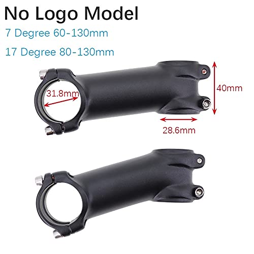 ZLLWLF Tallo de Bicicleta Ultraligero 7 Grado 17 MTB No Logo Nologo Logoless Black Bicycle Stem ALU 7050 31.8 60 70 80 90 90 100 mm 110 120 130 (Color : No Logo 7-100)