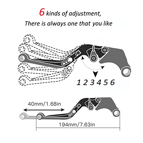 ZXPP Palancas Freno Moto para Kawa&Saki EX500R Ni-n-ja 1990-2009 2001 2002 2003 2004 2005 2006 2007 2008 Palanca De Embrague De Freno De Motocicleta Plegable Extensible (Color : 21)